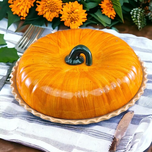 Vtg pumpkin pie dish - dish, server